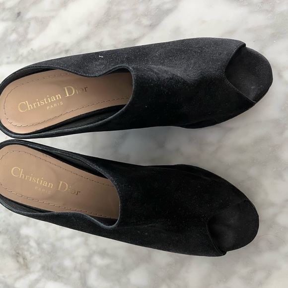 Christian Dior black suede wedge slides - Picture 8 of 8